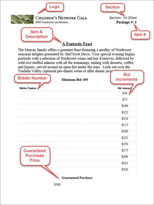 Silent Auction Bid Sheets Event Software Or DIY