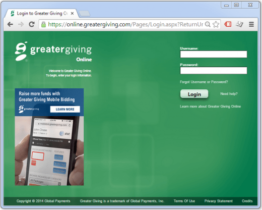 Greater Giving Online Login