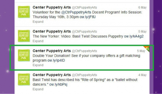 Center for Puppetry Arts Tweet