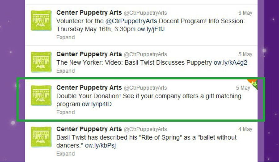 Center for Puppetry Arts Tweet